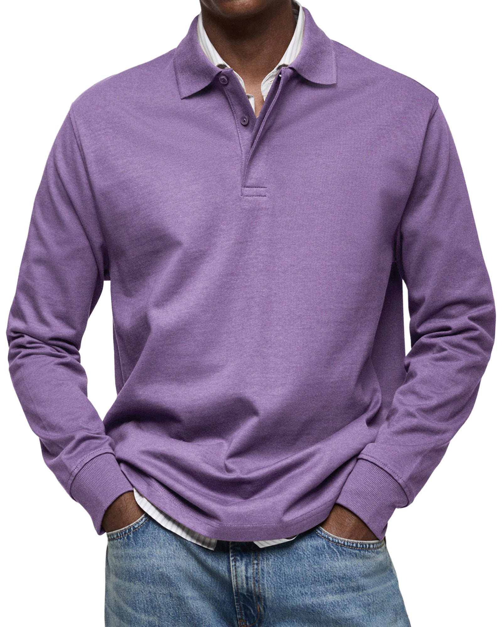 Theo | Long-Sleeve Cotton Polo Shirt