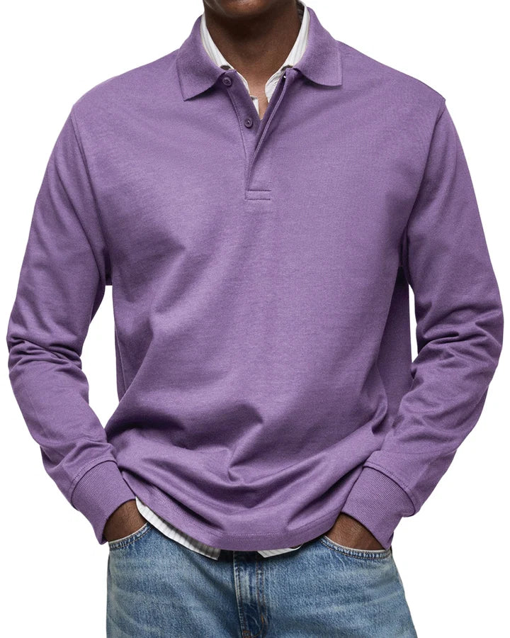 Raven | Long-Sleeve Cotton Polo Shirt