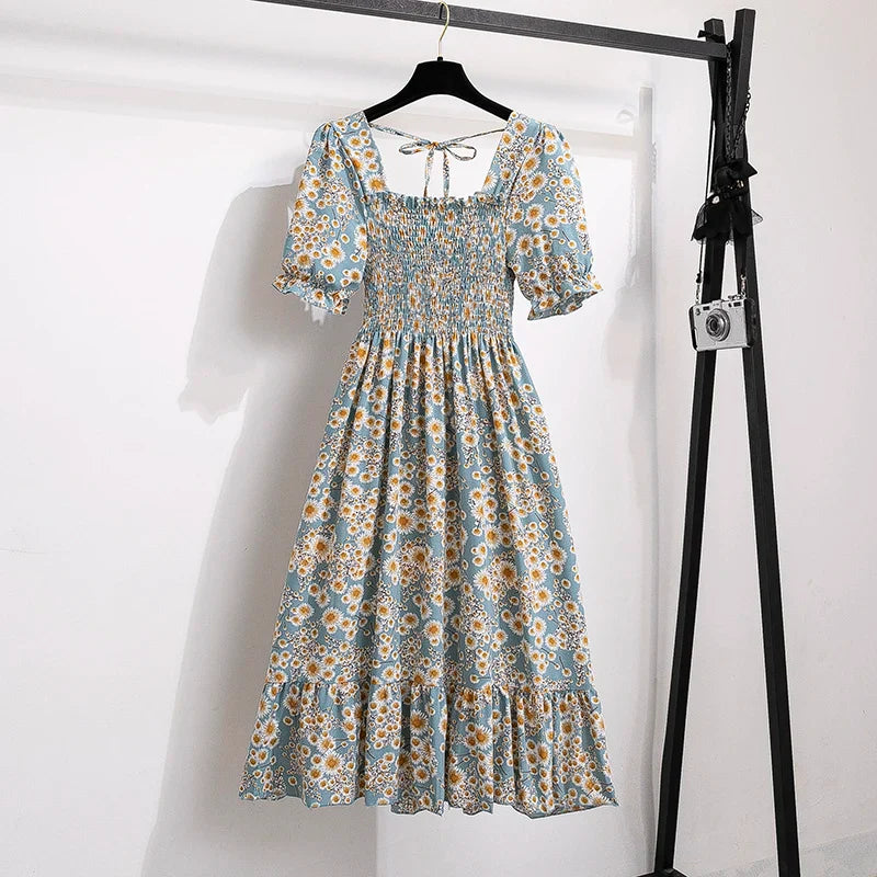 Rosalie | Floral Print Smocked Midi Dress