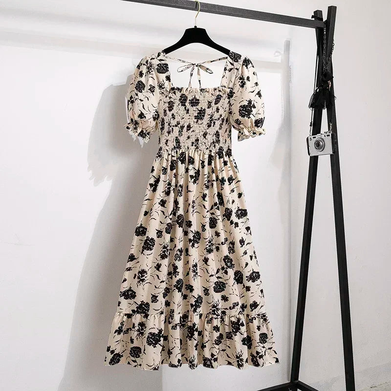 Rosalie | Floral Print Smocked Midi Dress