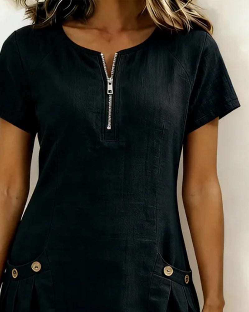 Van Elst Mode® | Katoenen jurk met ritssluiting