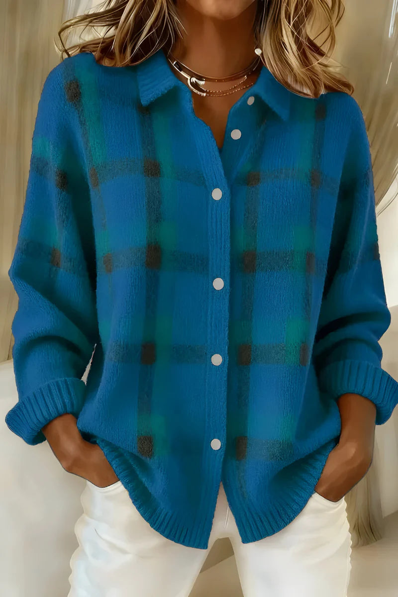 Erika | Cosy Check Button-Down Shirt Jacket