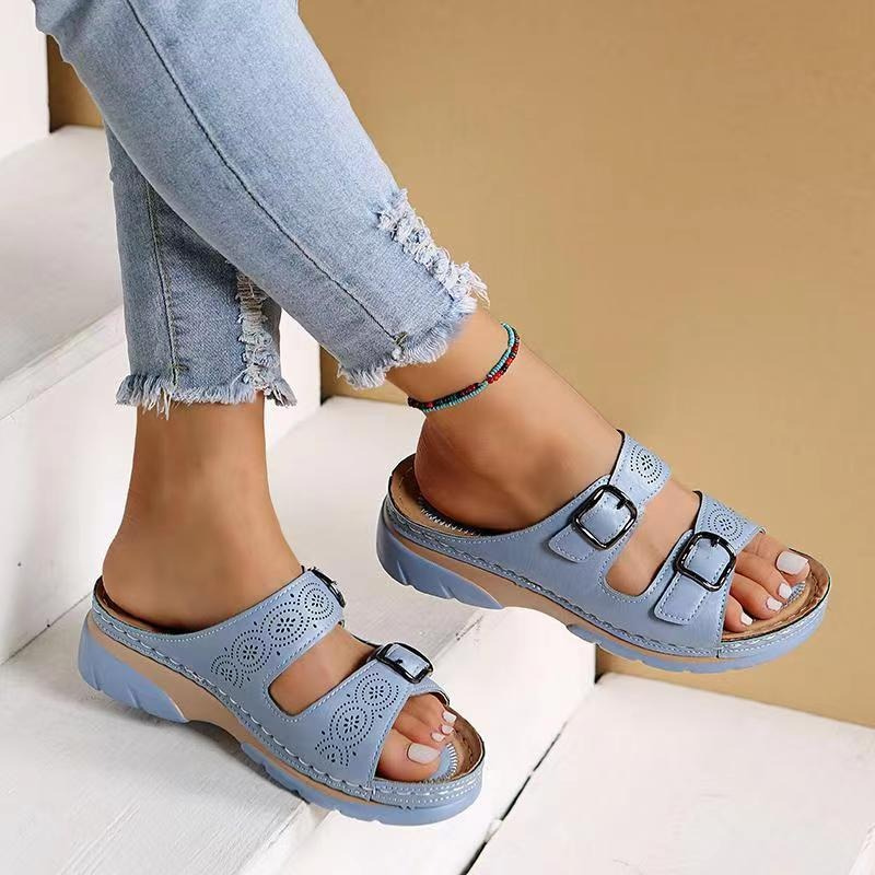 Eleanor | Double Buckle Comfort Sliders