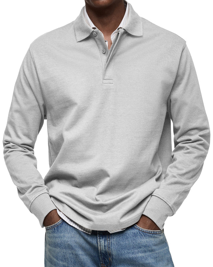 Raven | Long-Sleeve Cotton Polo Shirt