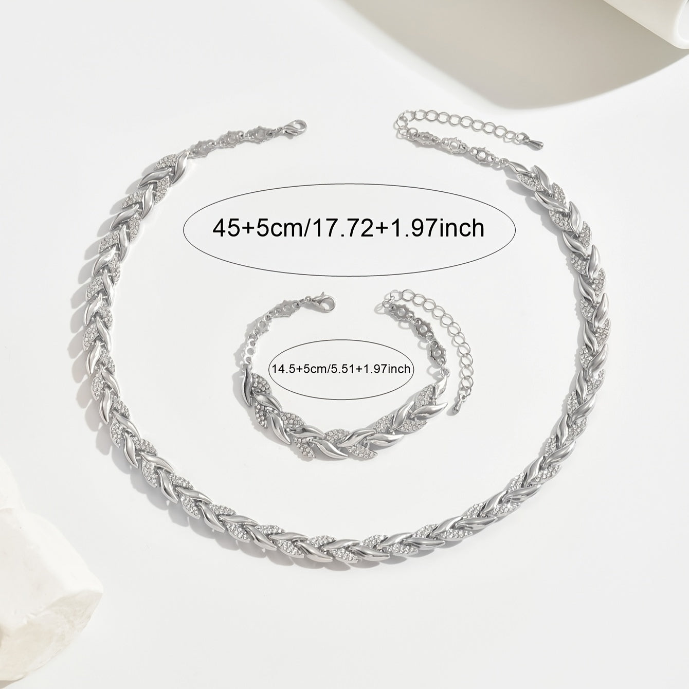 Wren | Crystal Leaf Necklace and Bracelet Set