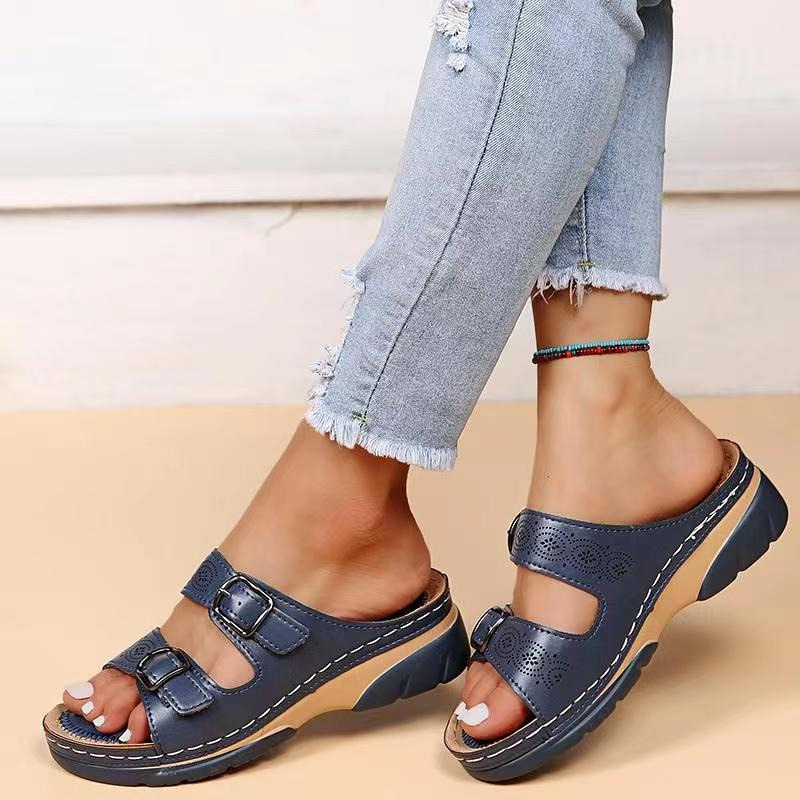 Eleanor | Double Buckle Comfort Sliders