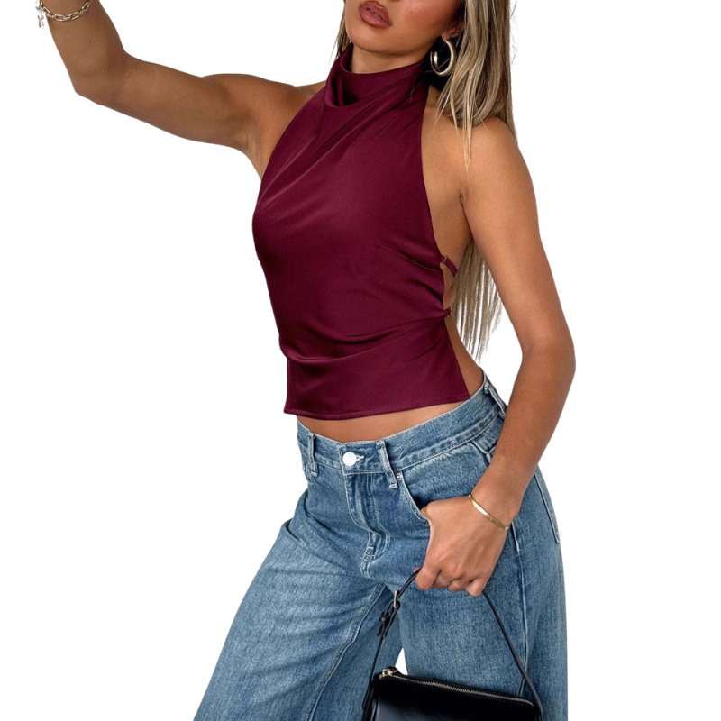 CHINIE™ – Chic Sleeveless Halter Neck Blouse