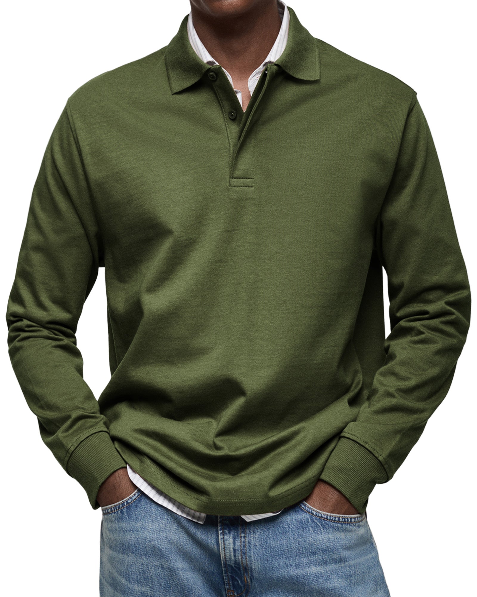 Theo | Long-Sleeve Cotton Polo Shirt