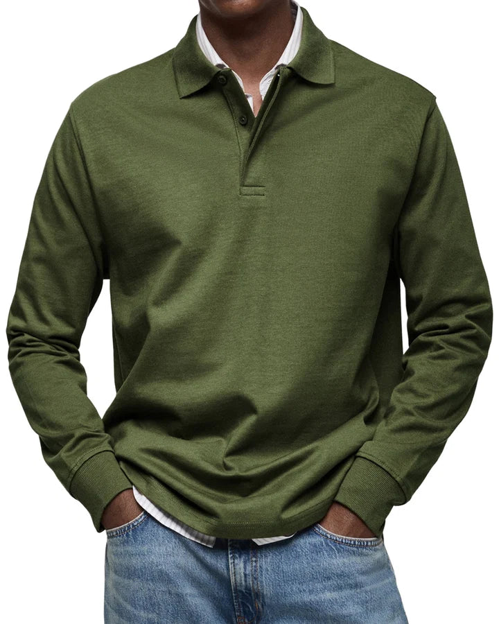 Raven | Long-Sleeve Cotton Polo Shirt