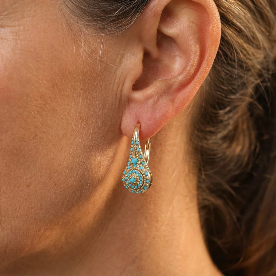Amara | Turquoise Cluster Gold Drop Earrings