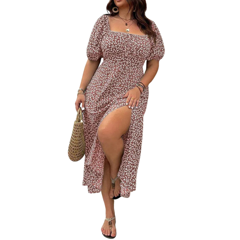SANDRA™ – Trendy Plus Size Floral Print Dress