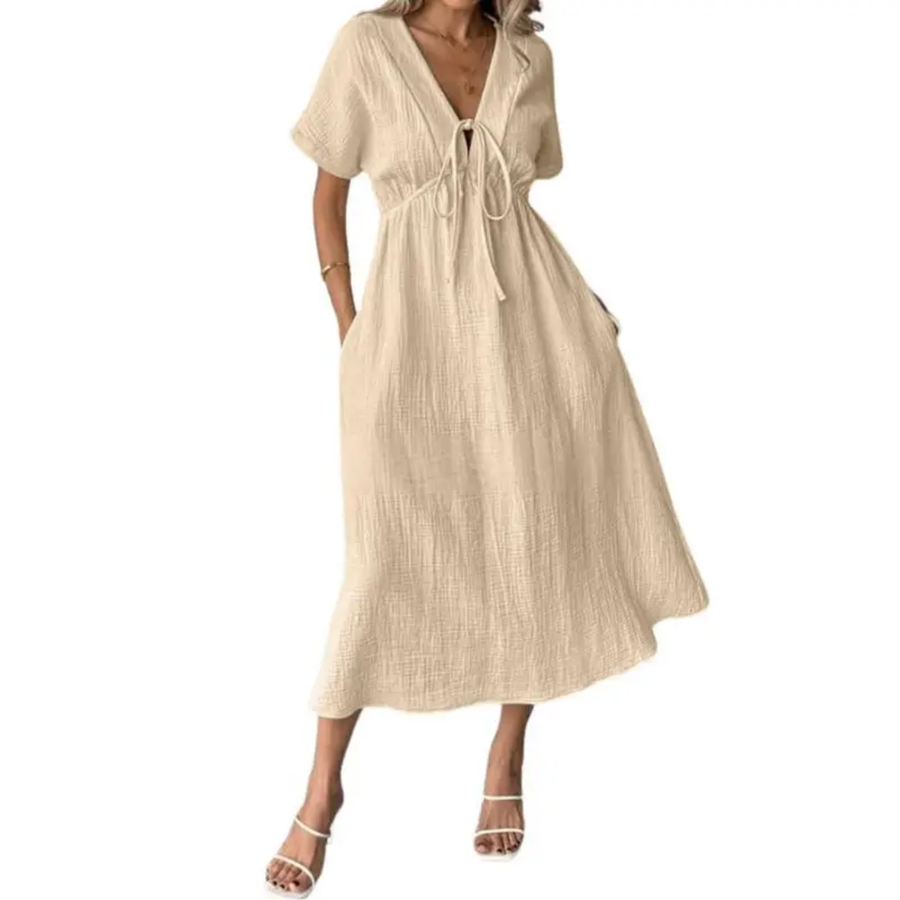 BREEANNE™ – Relaxed V-Neck Maxi Dress
