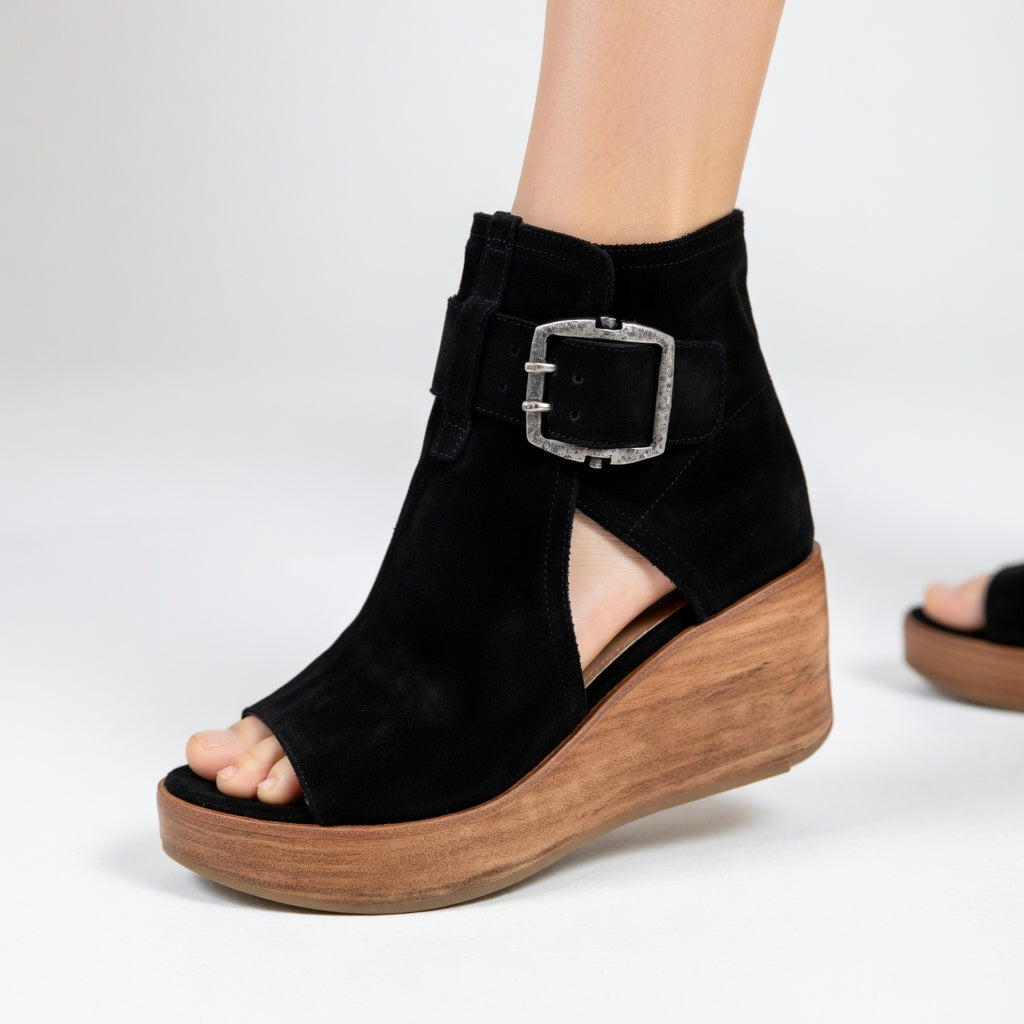 Genevieve | Open-Toe Wedge Ankle Boots
