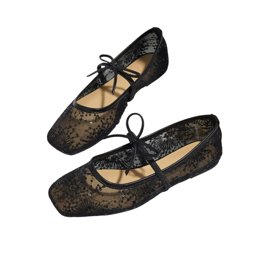 FLORIANNE™ – Bow-Detail Mesh Ballet Flats