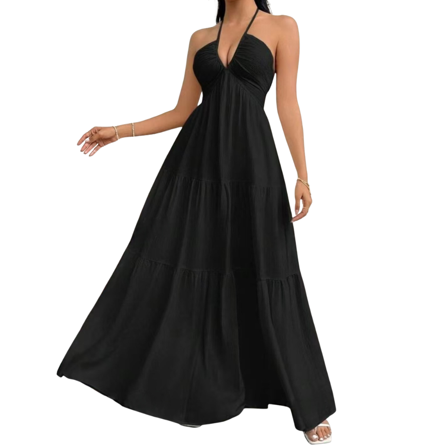 ZEPHYRINE™ – Deep V Boho Belted Dress