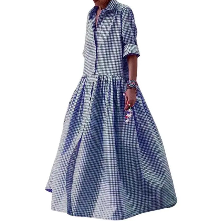 WREN™ – Vintage Plaid Flared Shirt Dress