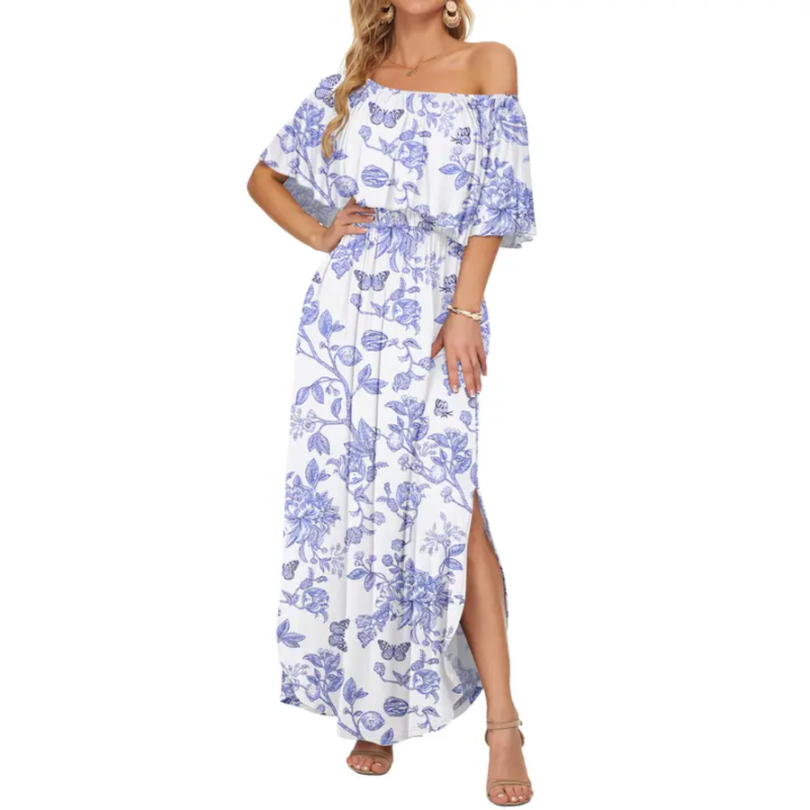 FLORENTINE™ – Floral Off-Shoulder Ruffle Maxi Dress