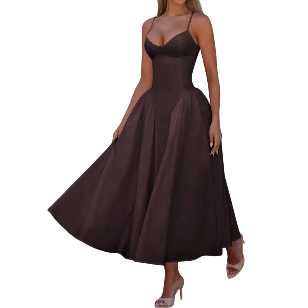 GENEVRE™ – Sleeveless Waist-Cinched Maxi Dress