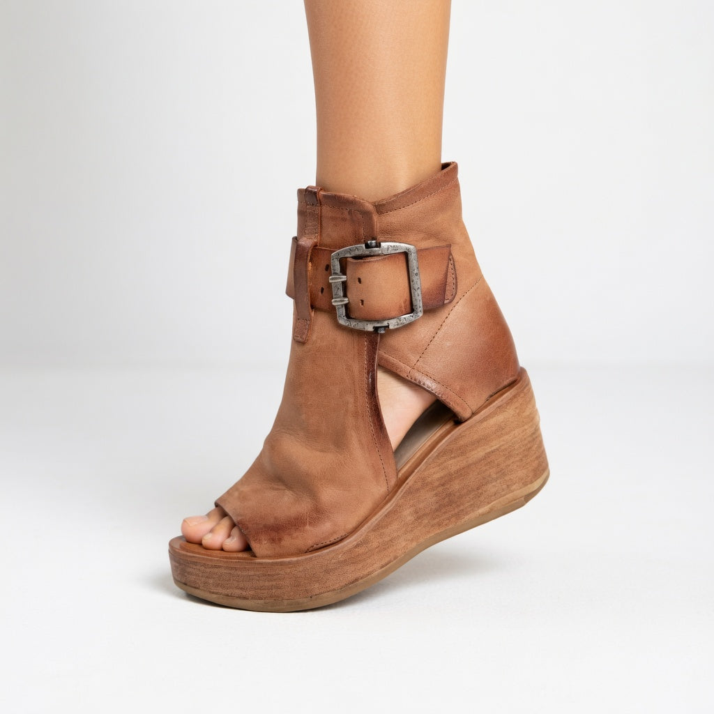 Genevieve | Open-Toe Wedge Ankle Boots