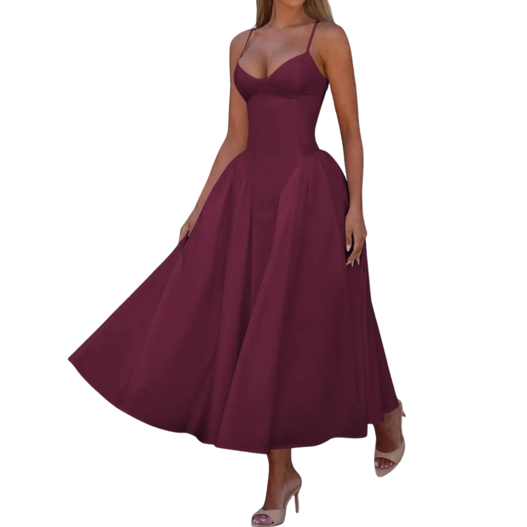 GENEVRE™ – Sleeveless Waist-Cinched Maxi Dress