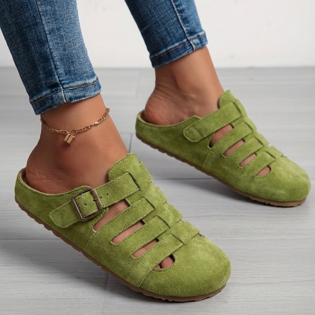 Margot | Comfortable Caged Suede Mule Clogs