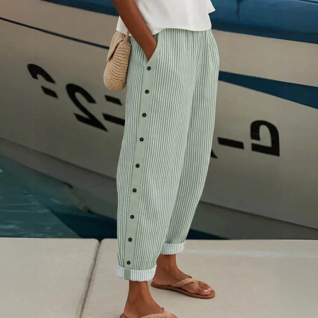 Margaret | Stylish Striped Button Trouser