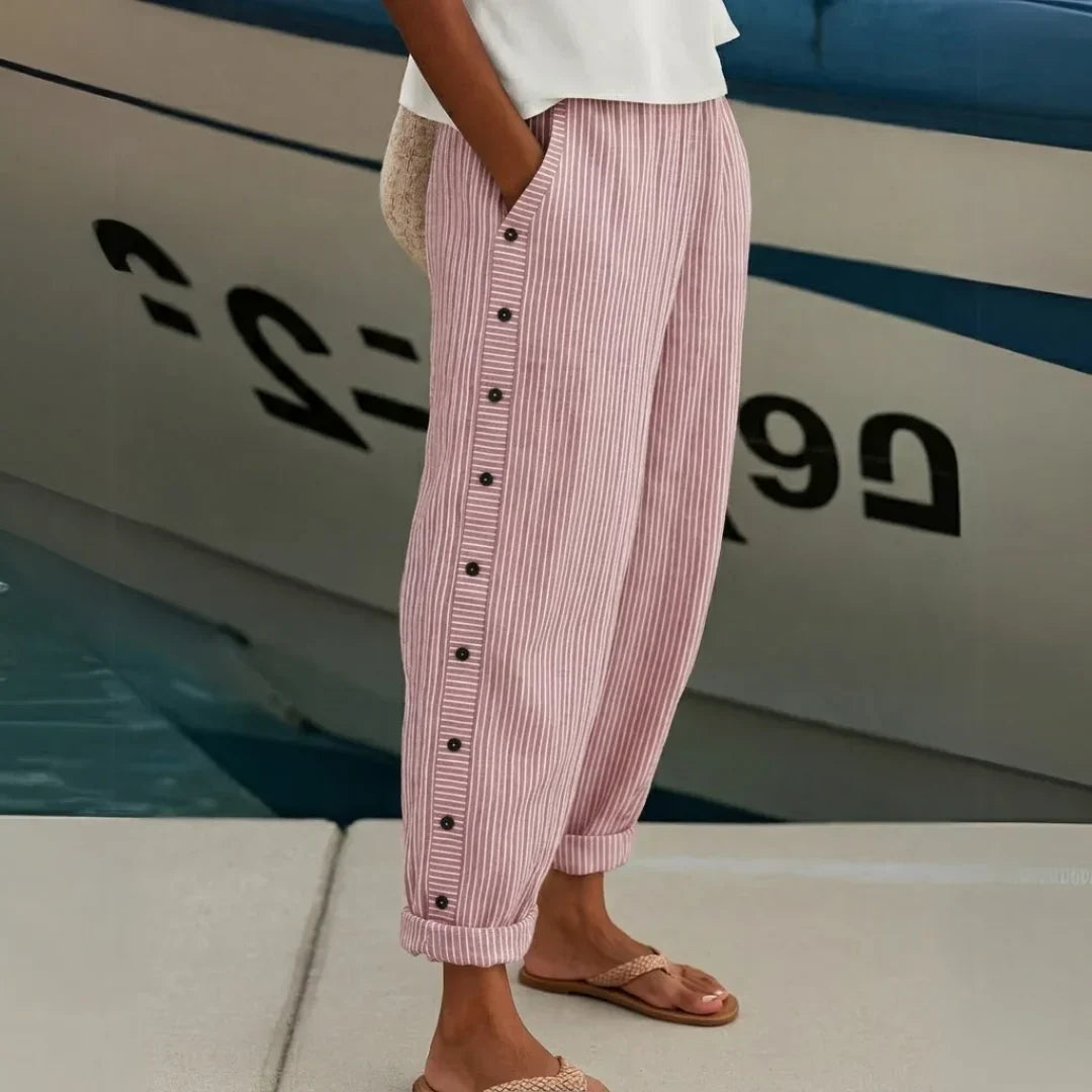 Margaret | Stylish Striped Button Trouser