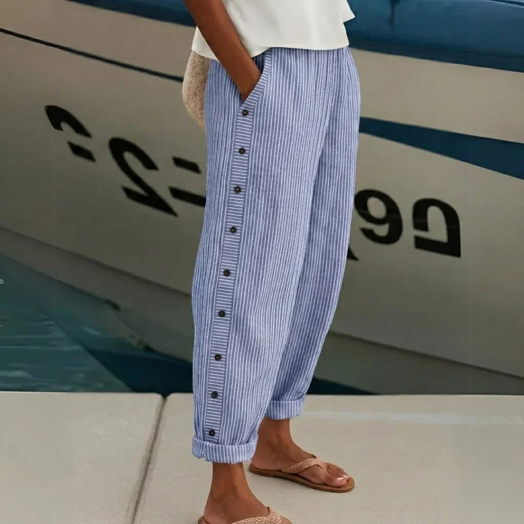 Margaret | Stylish Striped Button Trouser