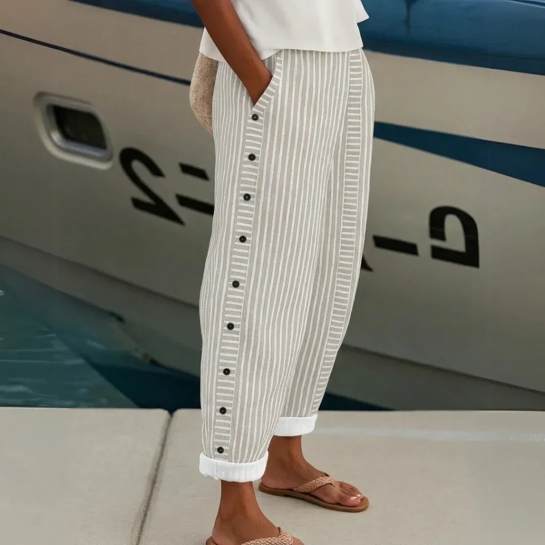 Margaret | Stylish Striped Button Trouser
