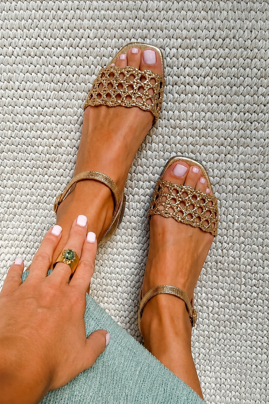 Rosalind | Gold Woven Sandals