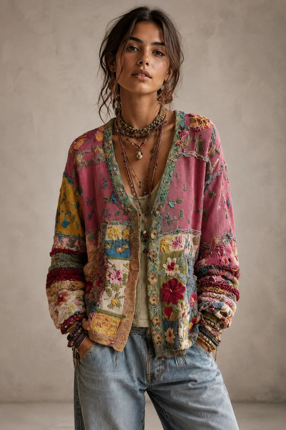 Bohemia | Patchwork Floral Embroidered Cardigan