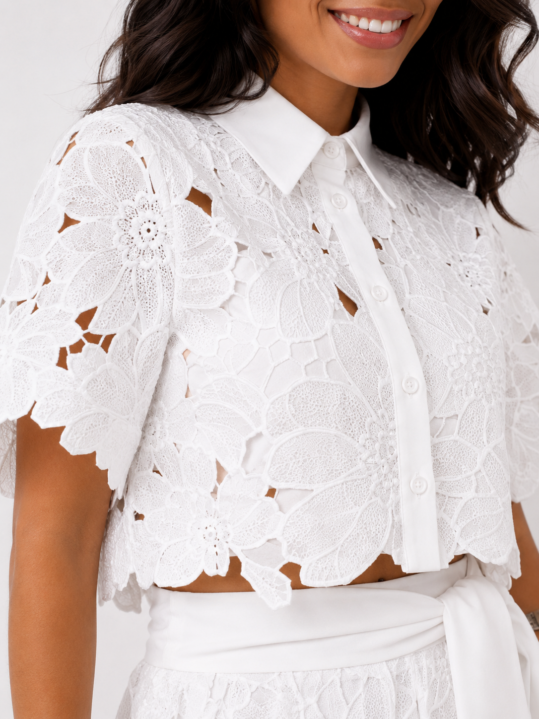 Beatrice | Tie-Waist Broderie Lace Co-Ord Set