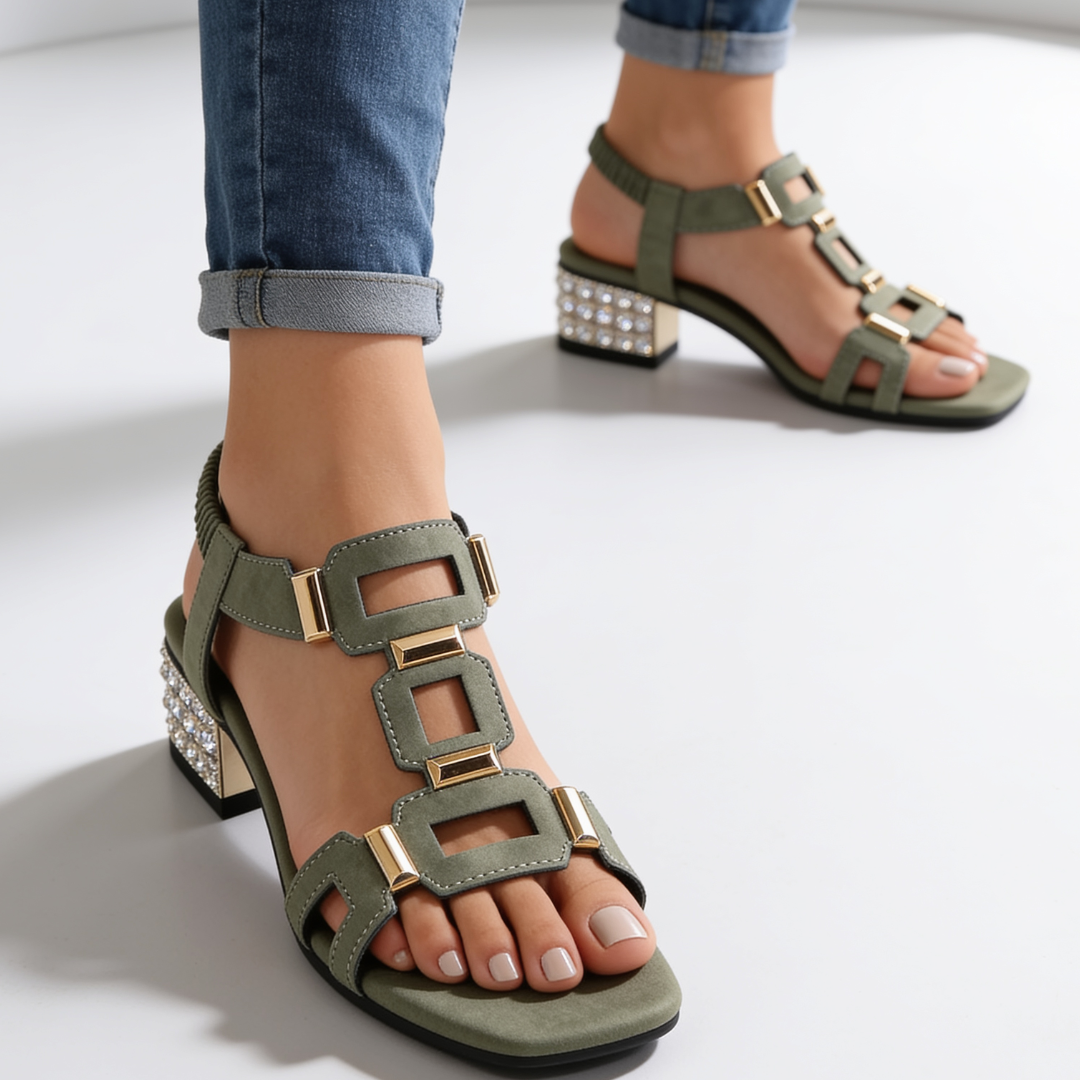 Valentina | Embellished Block Heel Sandals