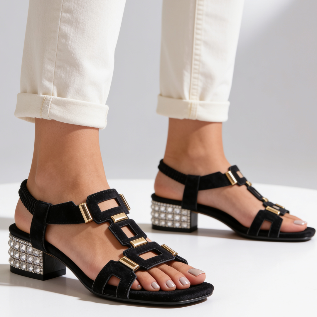 Valentina | Embellished Block Heel Sandals
