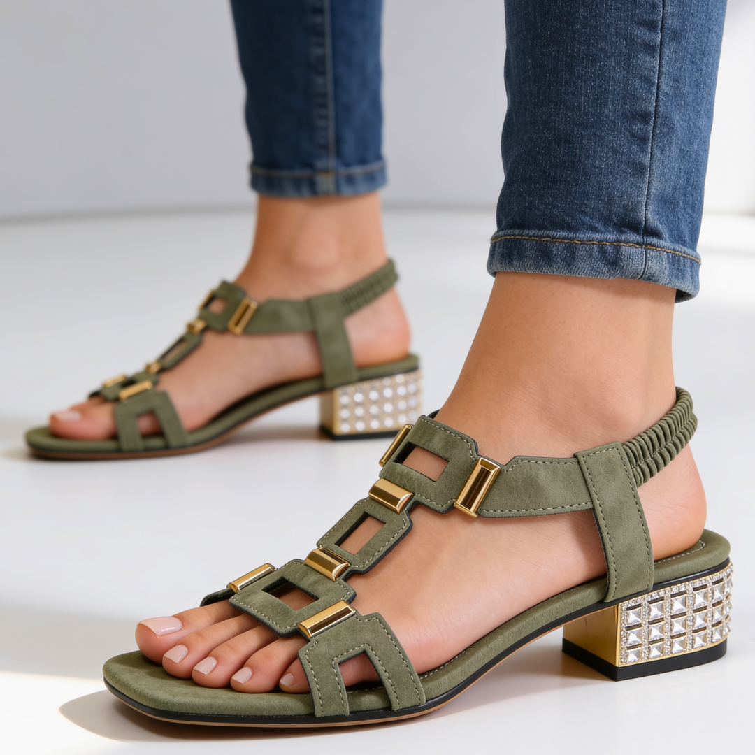 Valentina | Embellished Block Heel Sandals