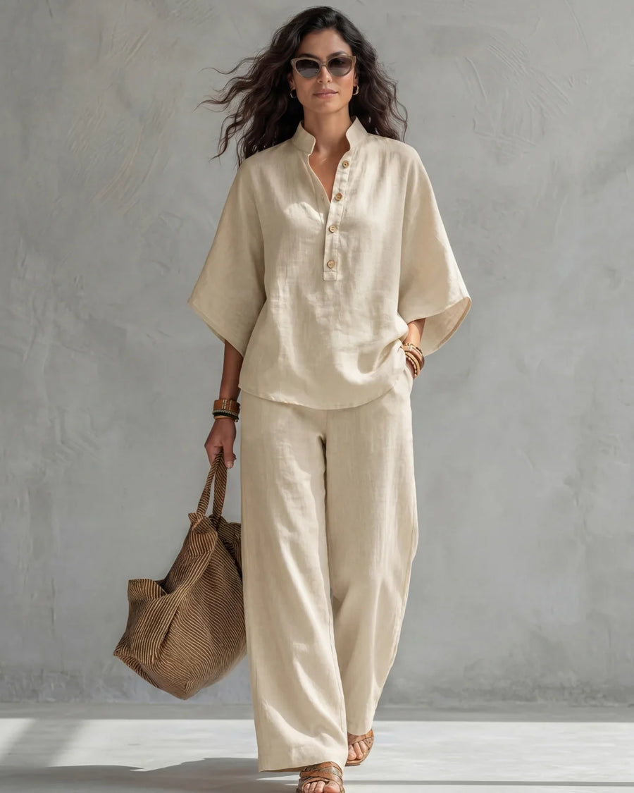Amara | Relaxed Two-Piece Shirt & Wide Leg Trouser Set