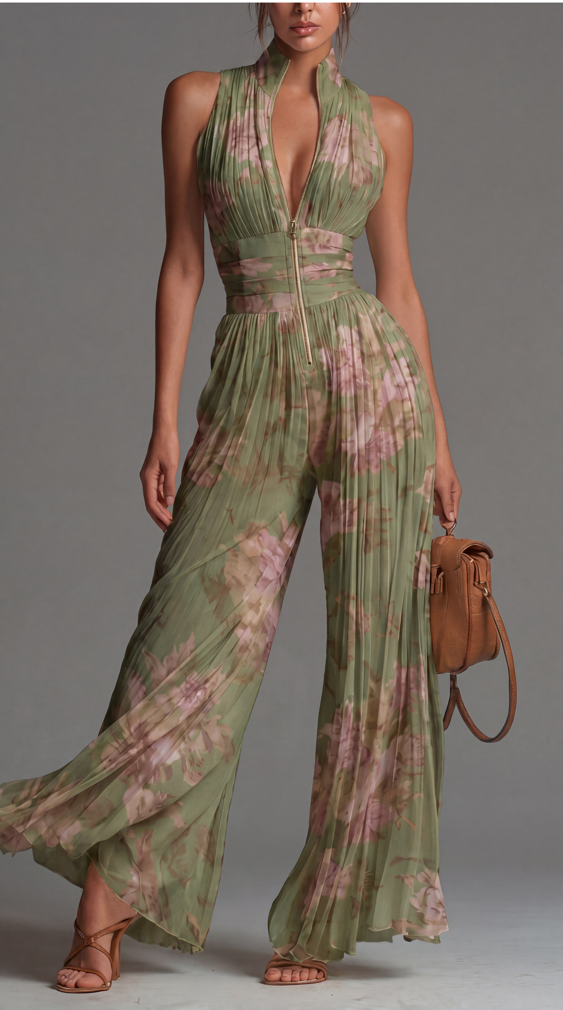Hadley | Pleated Chiffon Wide-Leg Jumpsuit