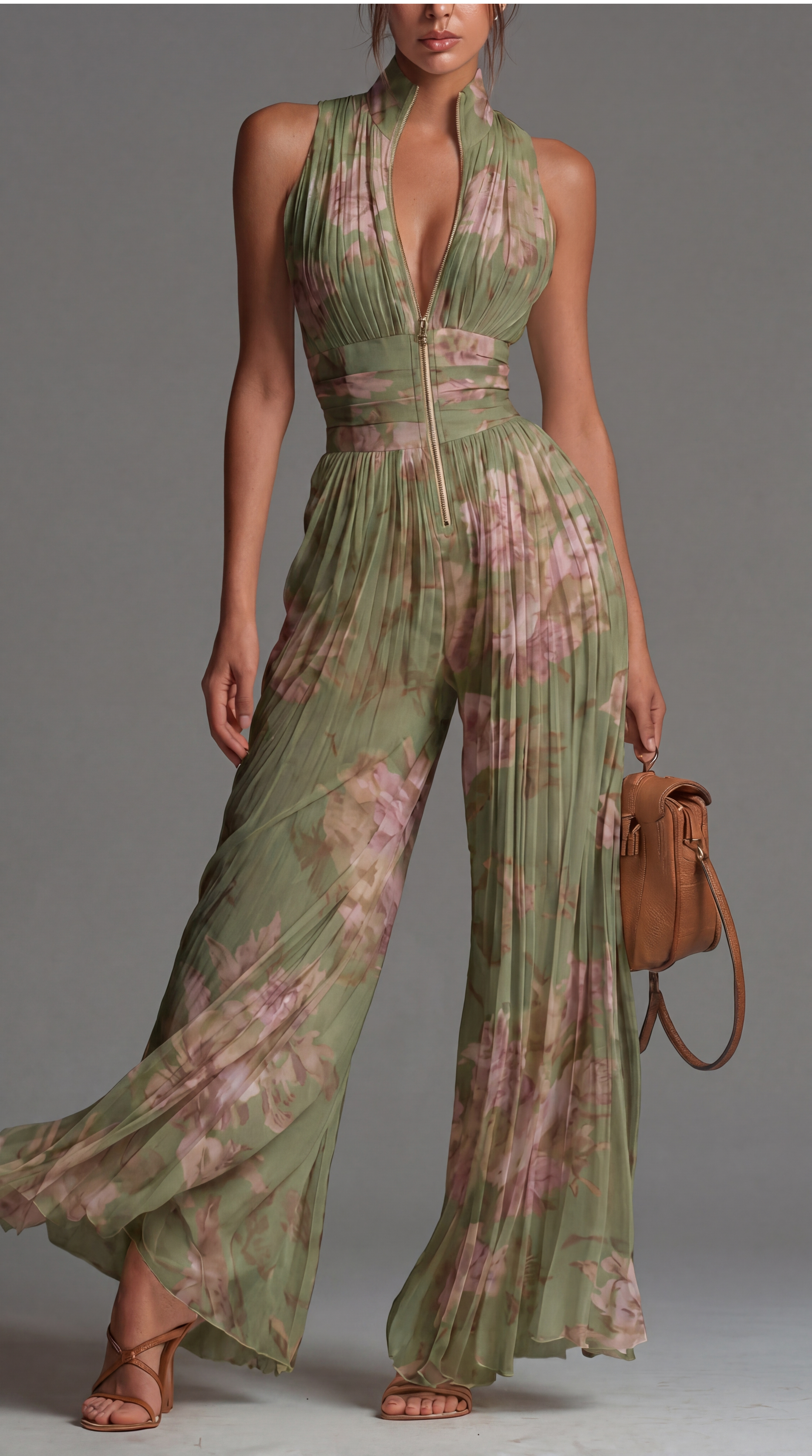 Hadley | Pleated Chiffon Wide-Leg Jumpsuit