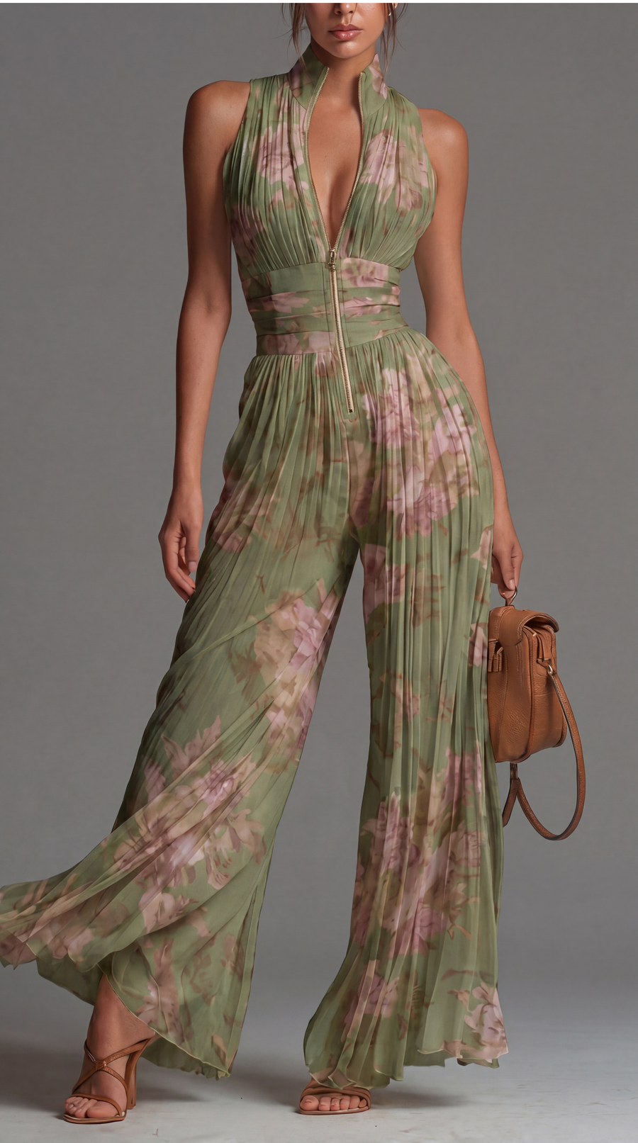 Hadley | Pleated Chiffon Wide-Leg Jumpsuit