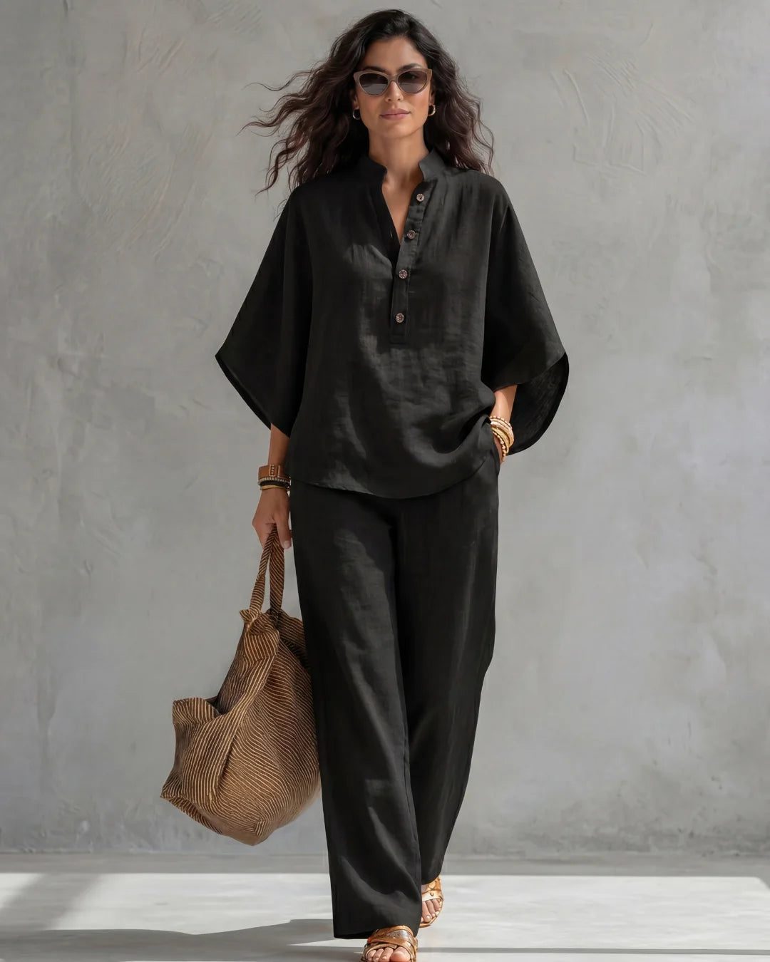 Amara | Relaxed Two-Piece Shirt & Wide Leg Trouser Set