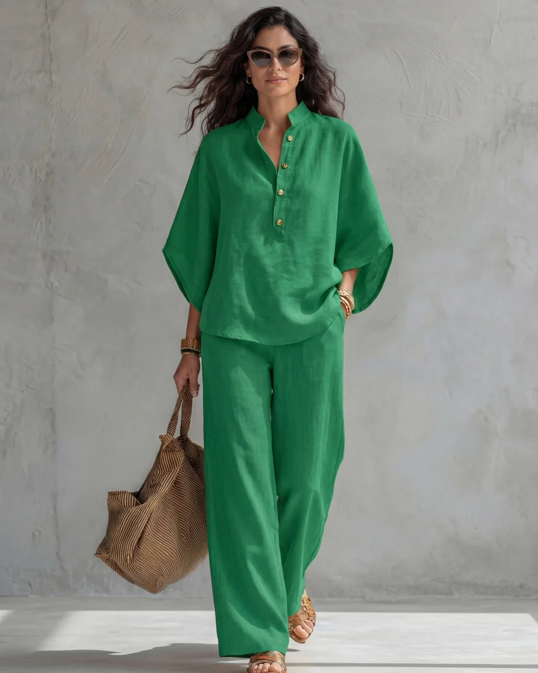 Amara | Relaxed Two-Piece Shirt & Wide Leg Trouser Set