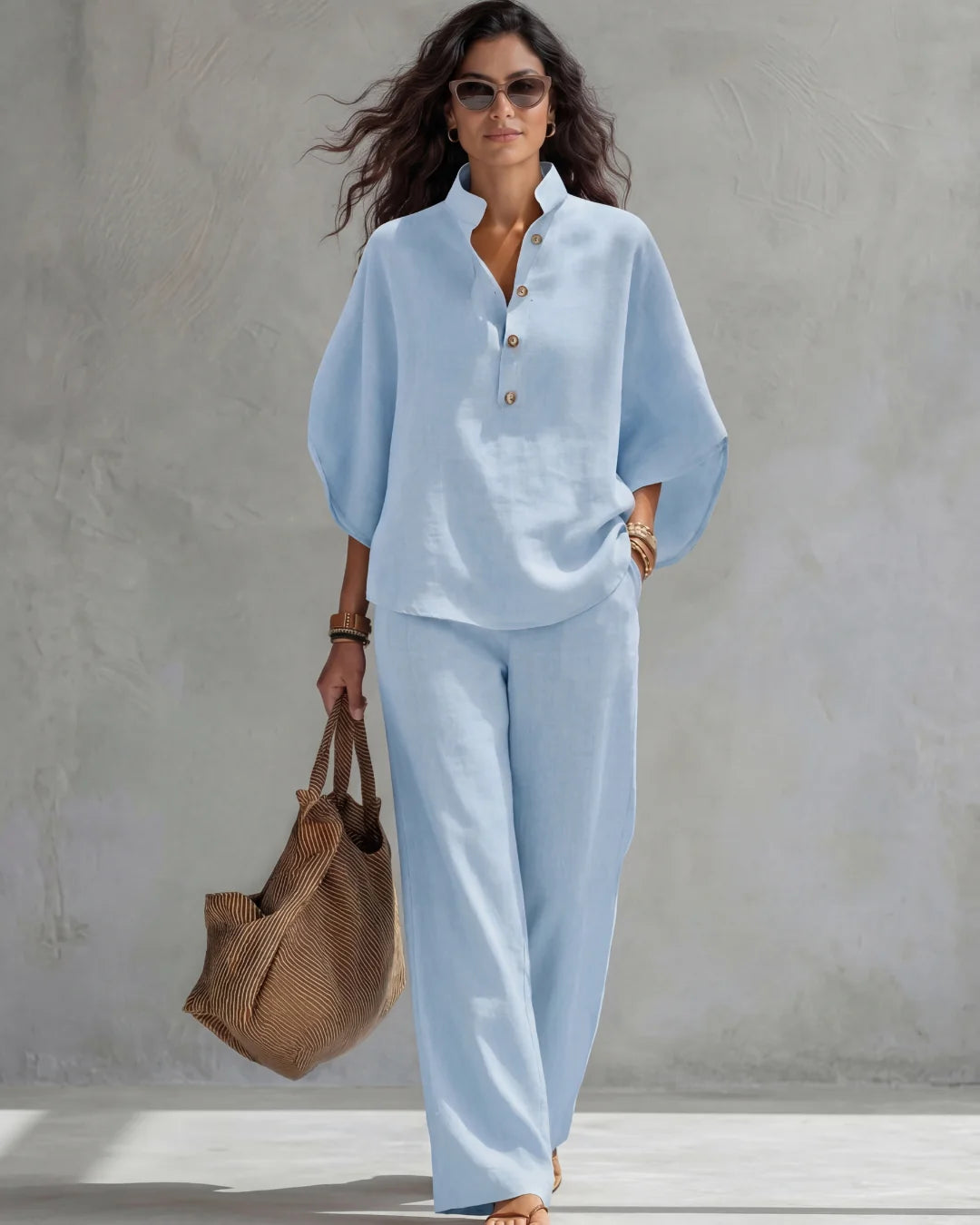 Amara | Relaxed Two-Piece Shirt & Wide Leg Trouser Set