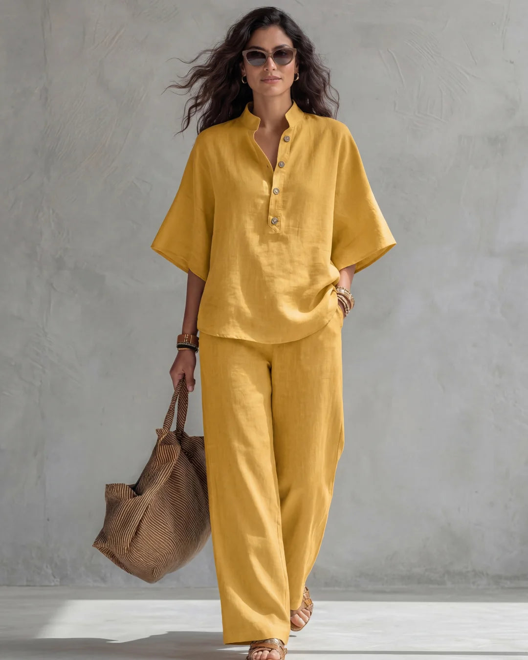 Amara | Relaxed Two-Piece Shirt & Wide Leg Trouser Set