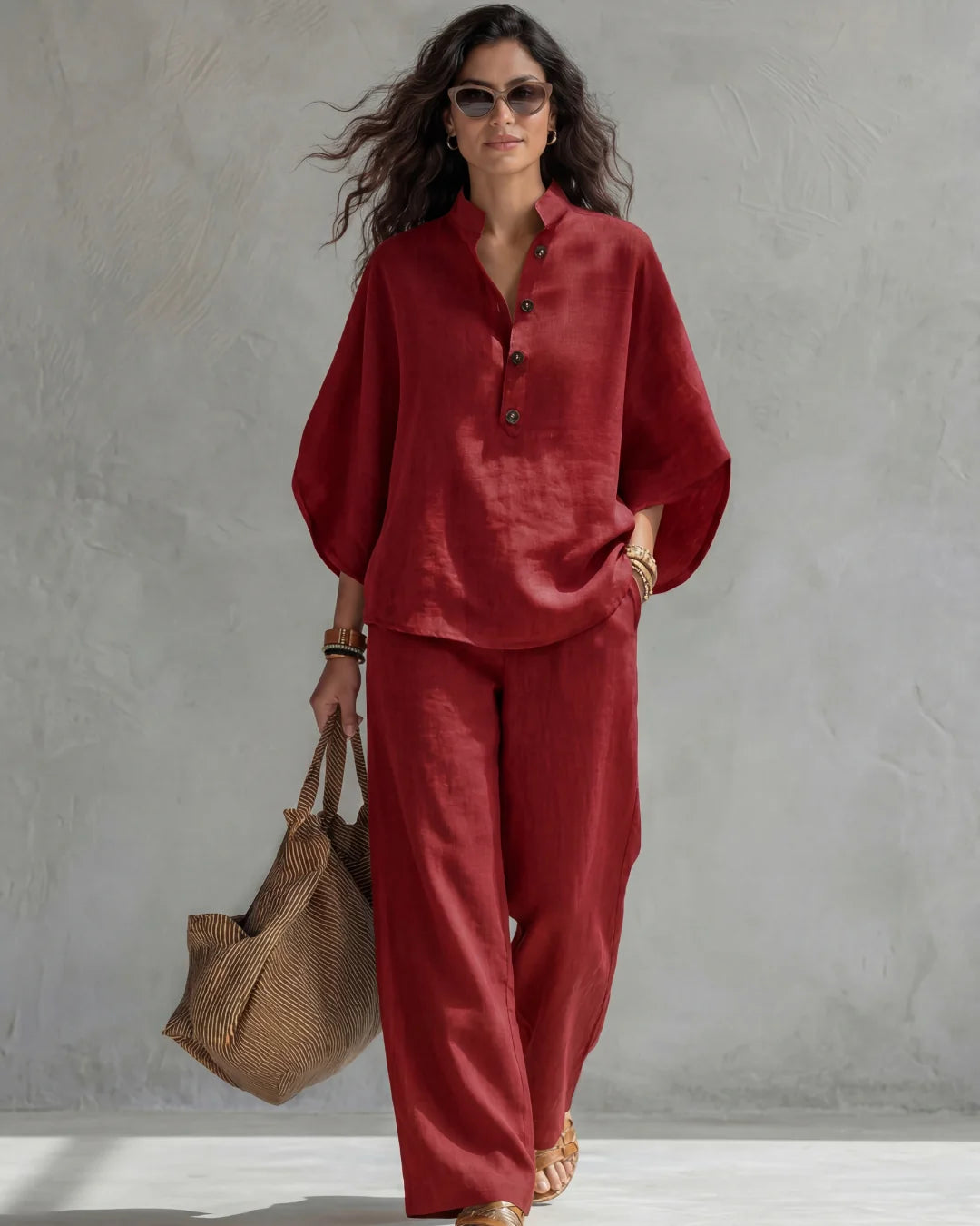 Amara | Relaxed Two-Piece Shirt & Wide Leg Trouser Set