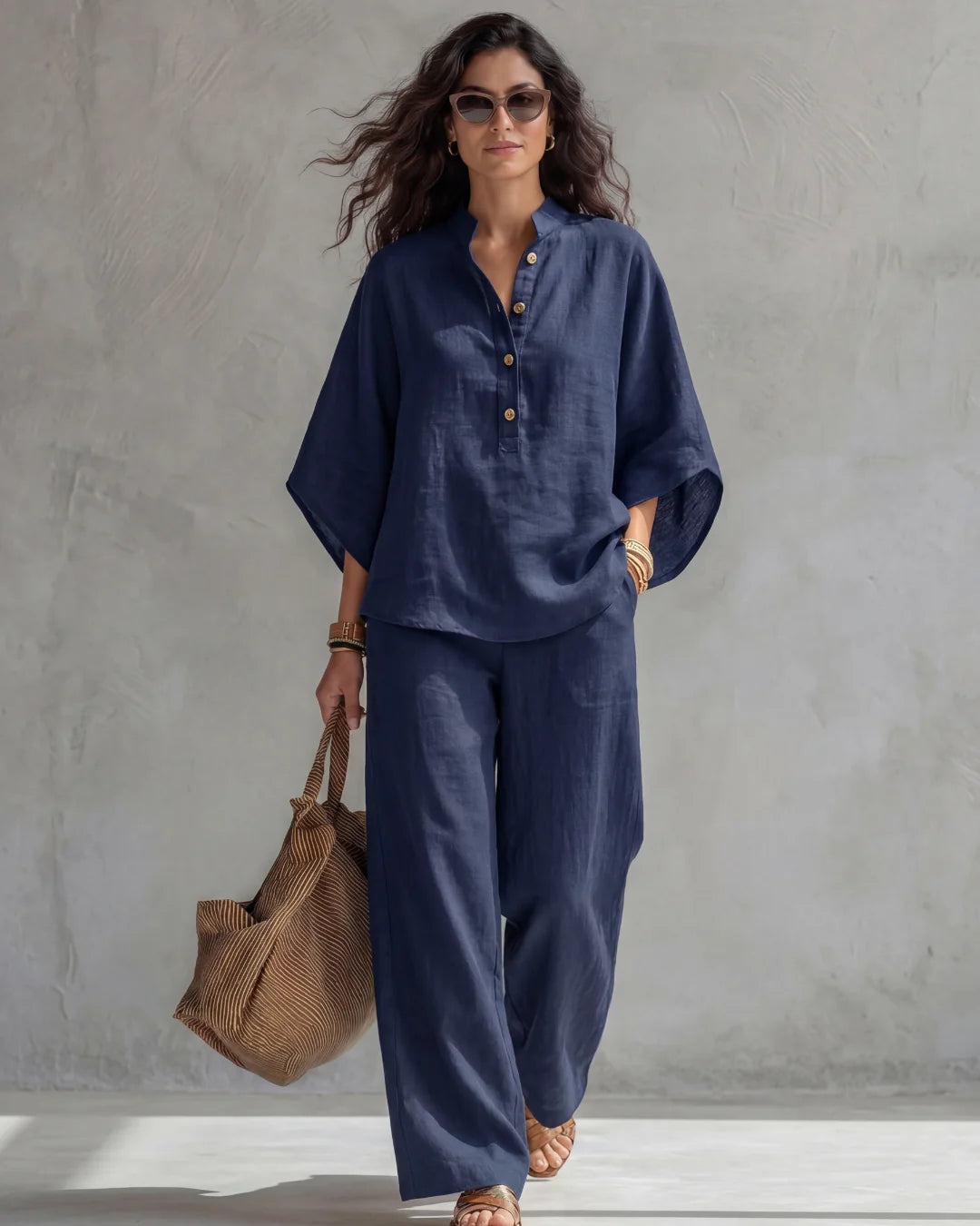 Amara | Relaxed Two-Piece Shirt & Wide Leg Trouser Set