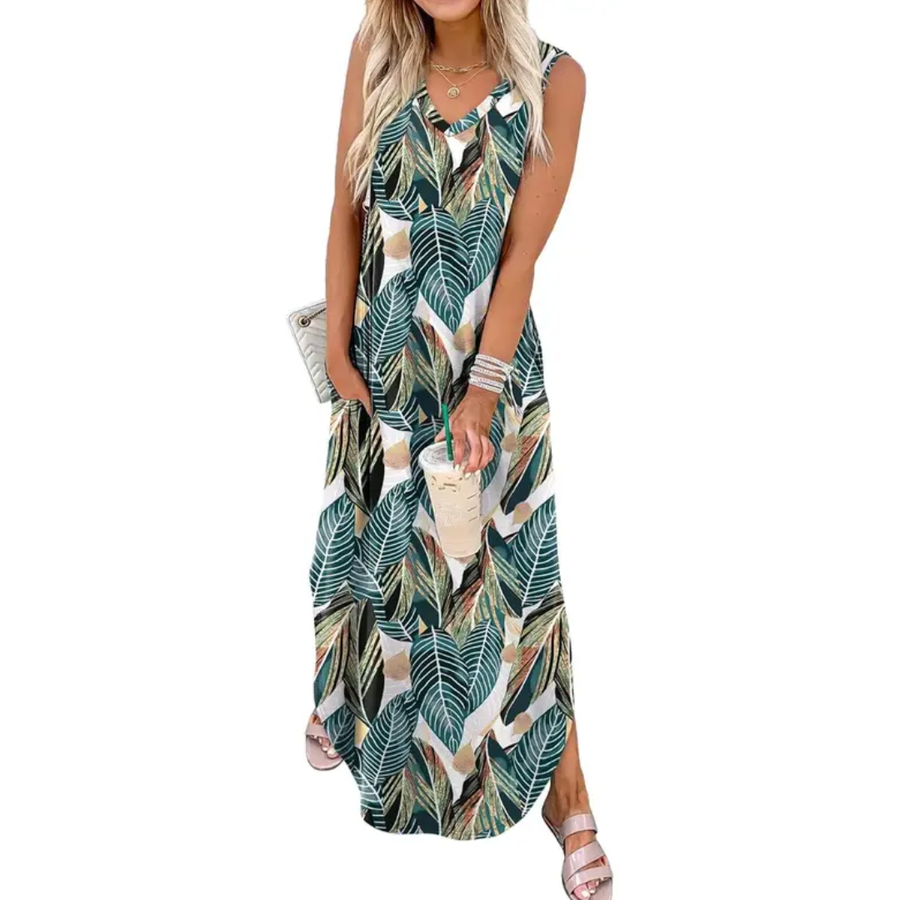 CASPIENNE™ – Breezy Floral Pocket Maxi Dress