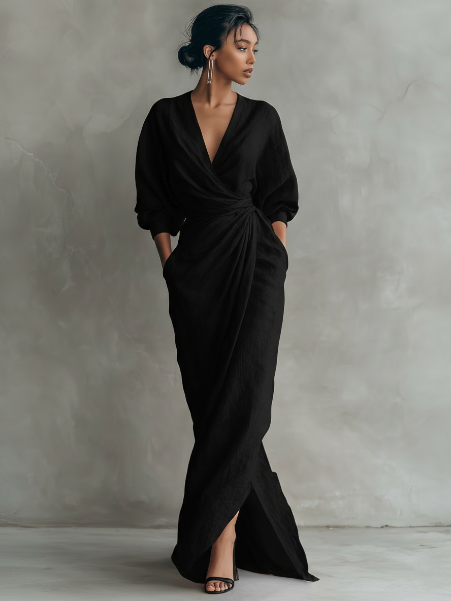 Delphine | Draped Wrap Maxi Dress