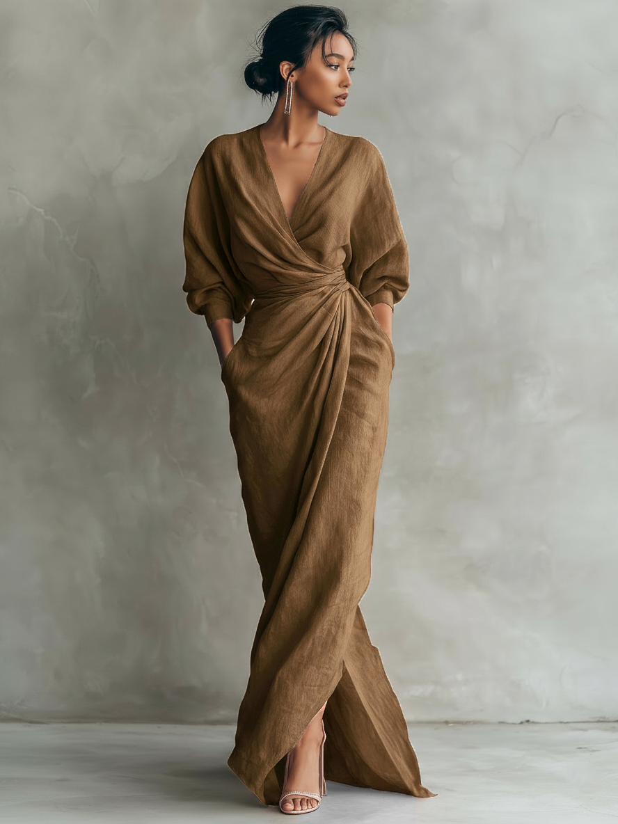 Delphine | Draped Wrap Maxi Dress