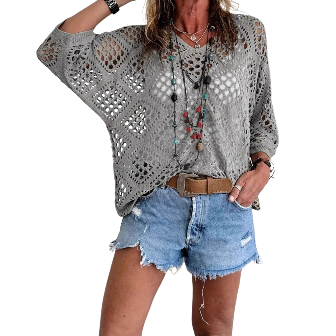 WILLA™ – Boho Diamond Crochet Batwing Top