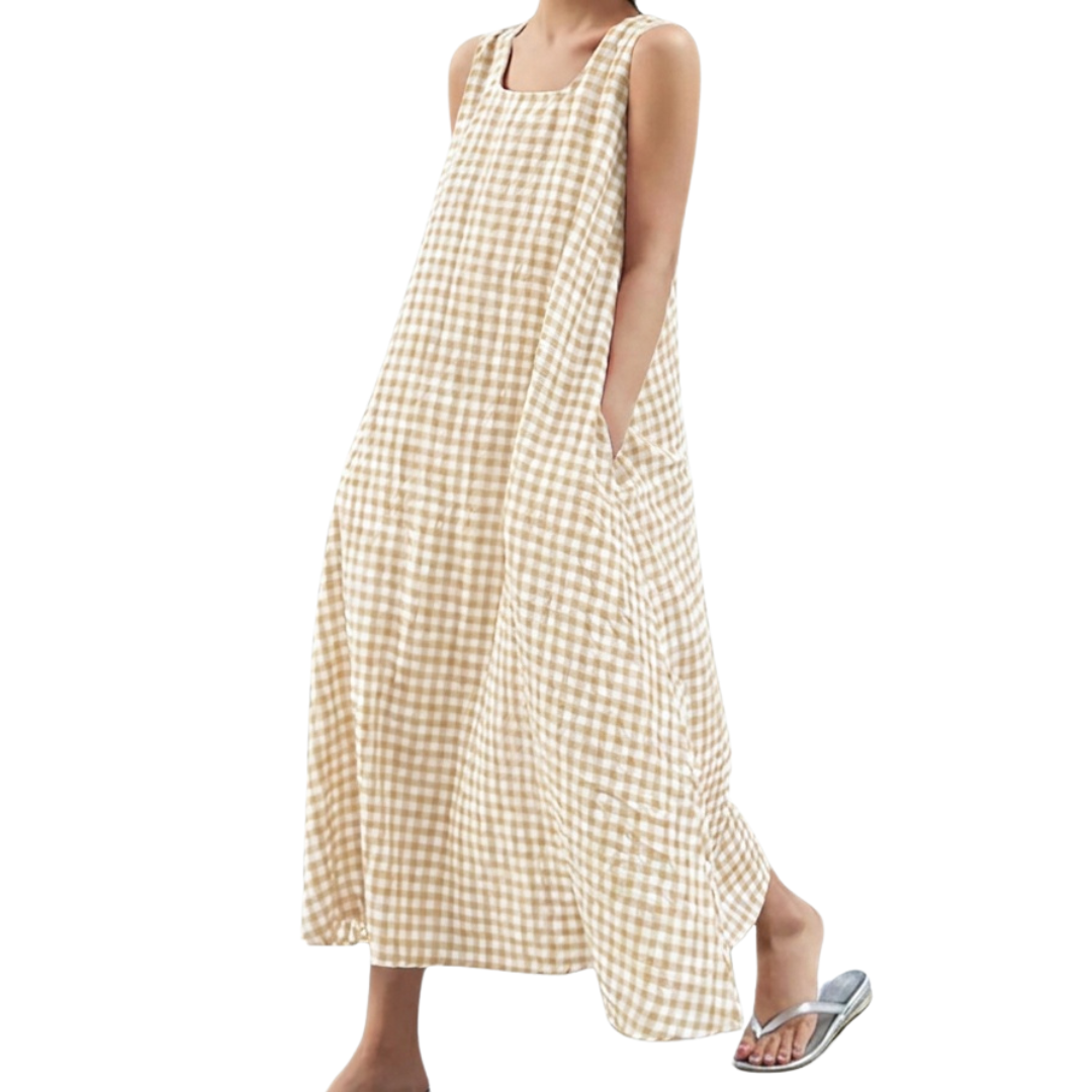 LOURDES™ – Breezy Plaid Pocket A-Line Dress